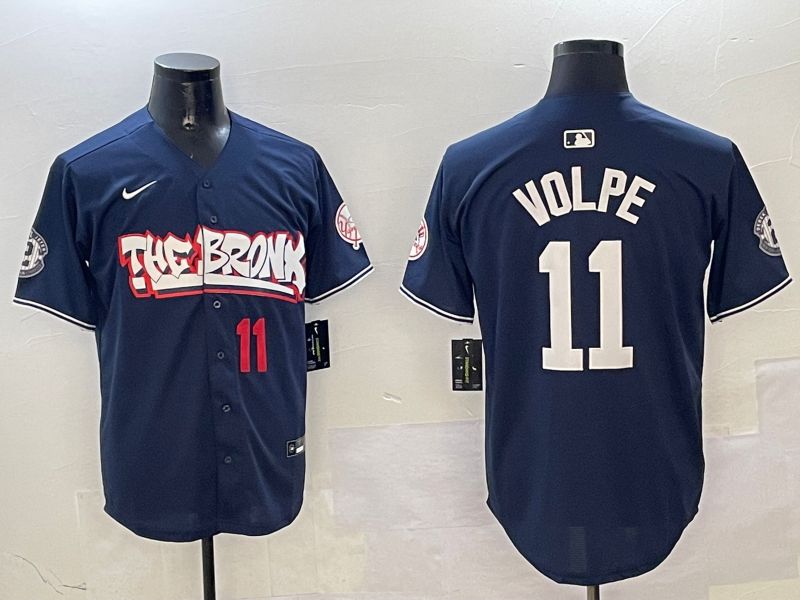 Men New York Yankees #11 Volpe Drak Blue four generations Joint Name 2025 Nike MLB Jersey style 3
